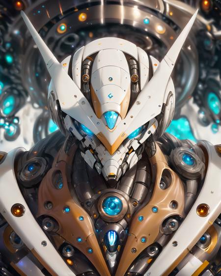 16336-69422-full_body, 1man, mecha, glowing blue eyes, cute, biomechanical, complex robot, interior spaceship background in bokeh, hyper rea.png